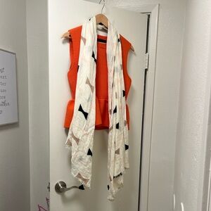 Kate Spade White Scarf with Black and Pink Accents